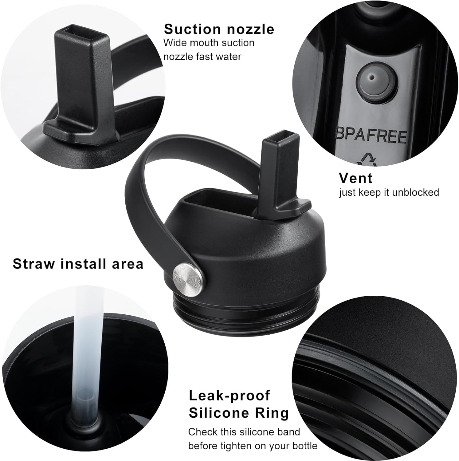 Tapa de popote para Yeti Rambler de 18, 26, 36, 64 onzas, tapas con popote para Yeti de 18 onzas, 26 onzas, 36 onzas, 64 onzas, tapa de repuesto