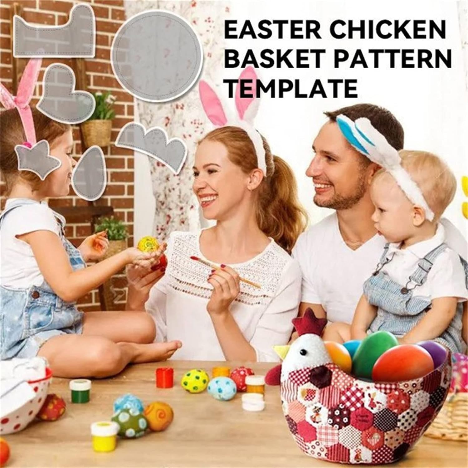 Plantilla de patrón acogedor para tazón de pollo, 6 plantillas de cesta de huevos de Pascua para coser, regla de costura de cesta de pollo,