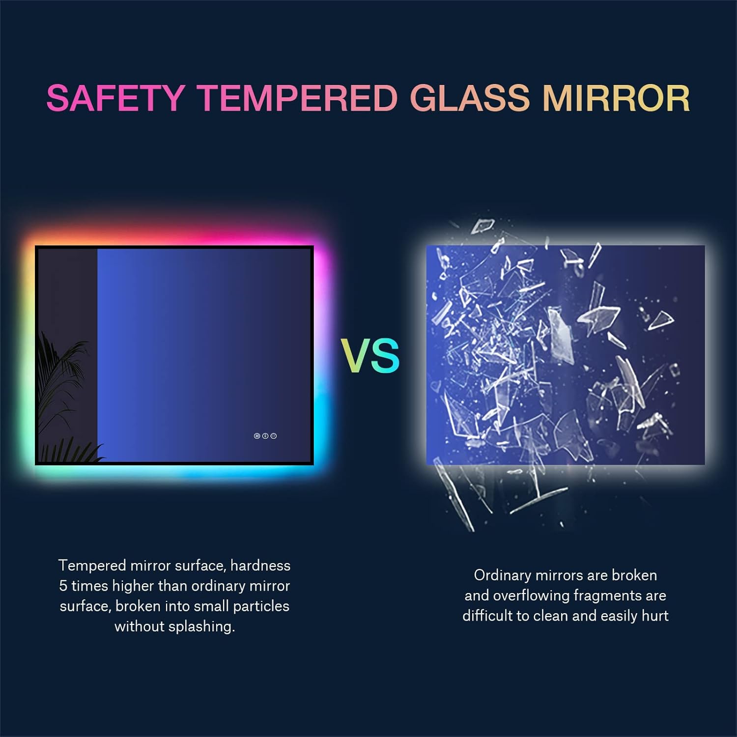 Amorho Espejo de baño LED con retroiluminación RGB, 28 x 36 pulgadas, espejo de tocador iluminado que cambia de color para pared, control táctil,