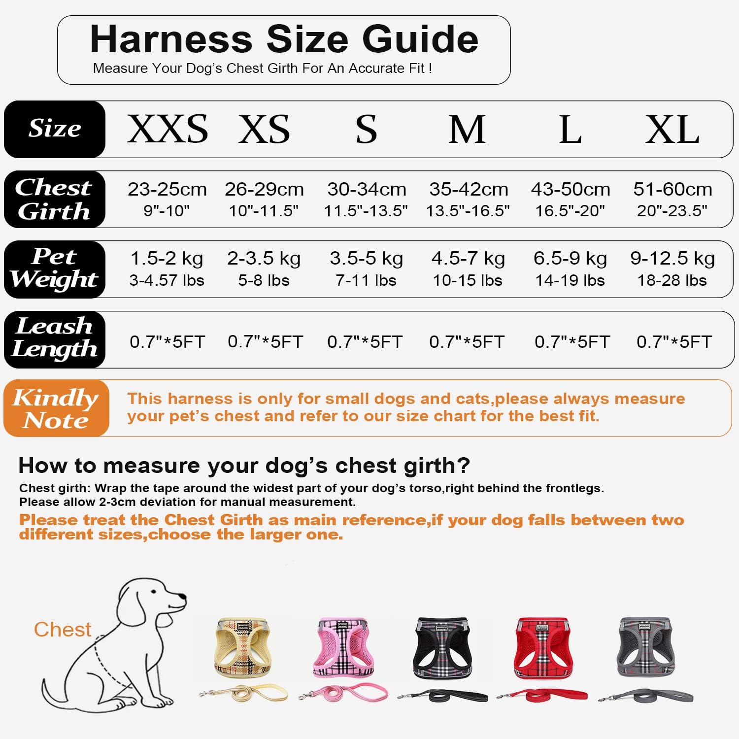 Juego de arnés y correa para perro, arnés reflectante transpirable para cachorros, gatos, chaleco para perros pequeños y medianos (cuadros rosados,