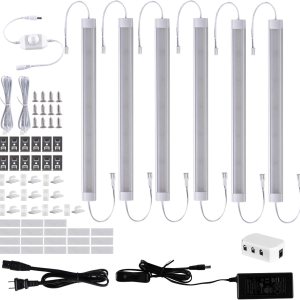 Kit de 6 tiras de luces LED para debajo de la encimera, con cableado regulable, 12 pulgadas y 24 V, enchufables, para cocina, armario, escaparate, Kit de 6 tiras de luces LED para debajo de la encimera, con cableado regulable, 12 pulgadas y 24 V, enchufables, para cocina, armario, escaparate,