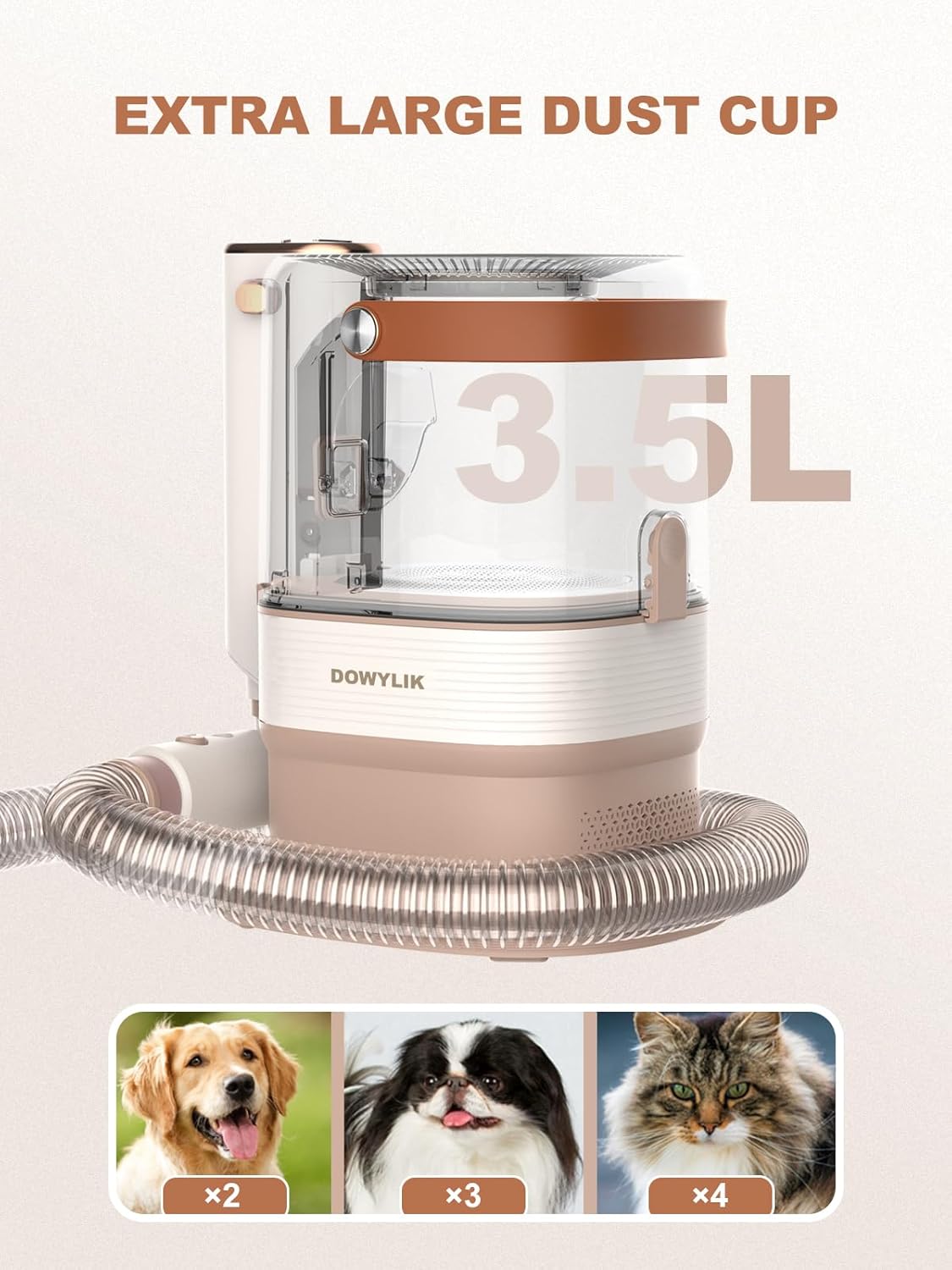 Aspiradora de aseo para mascotas, 15Kpa 3.5L Aspiradora de aseo de perros para quitar succión 99% pelo de mascotas, kit de aseo de perros con 6