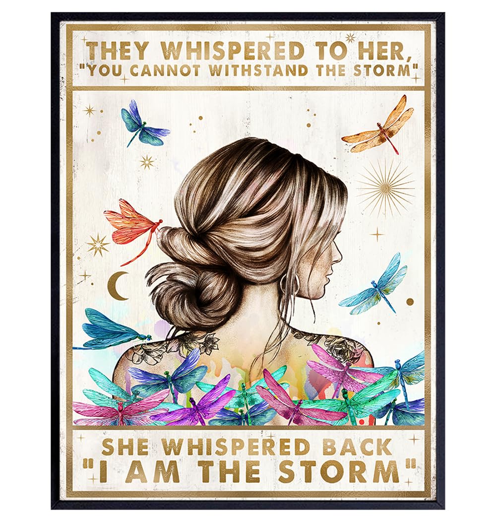 Motivational Boho Wall Art LARGE 11×14 – She Whispered Back I Am The Storm – Positive Quotes Wall Decor – Inspirational Poster – Encouragement Gifts