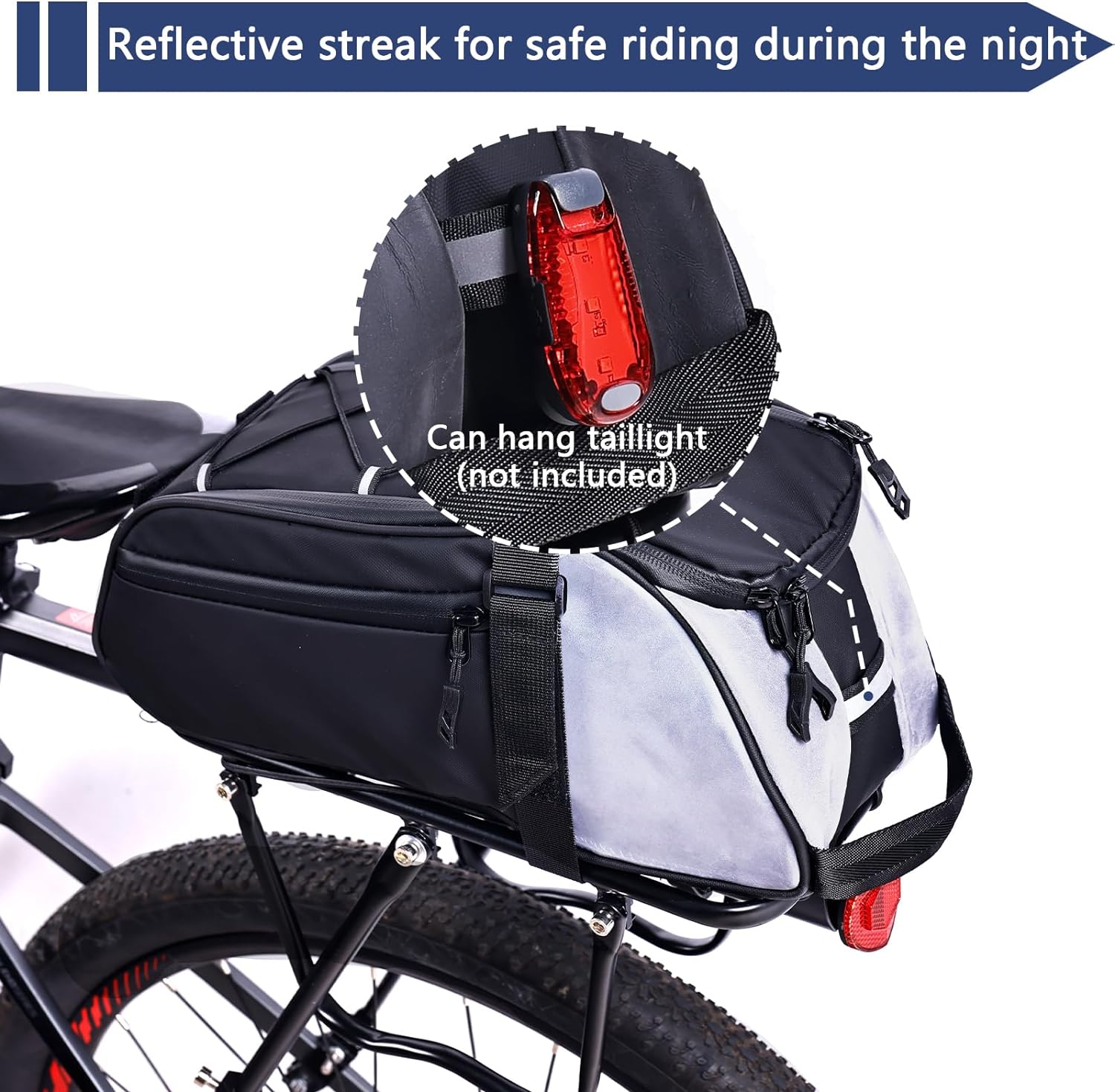 ZIMFANQI Bolsa trasera de bicicleta reflectante, resistente al agua, bolsa de almacenamiento para maletero de carga, bolsa de pecho de 8 litros de