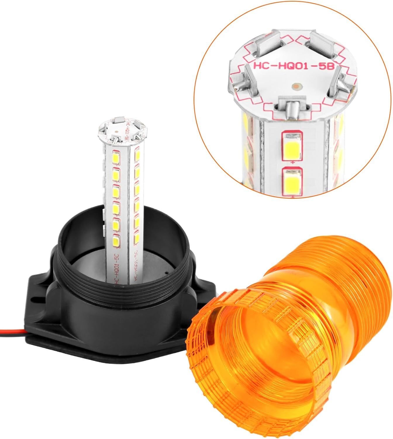 QWORK Luces estroboscópicas LED ámbar, luces intermitentes de emergencia de advertencia para camiones, automóviles, autobús, tractores,