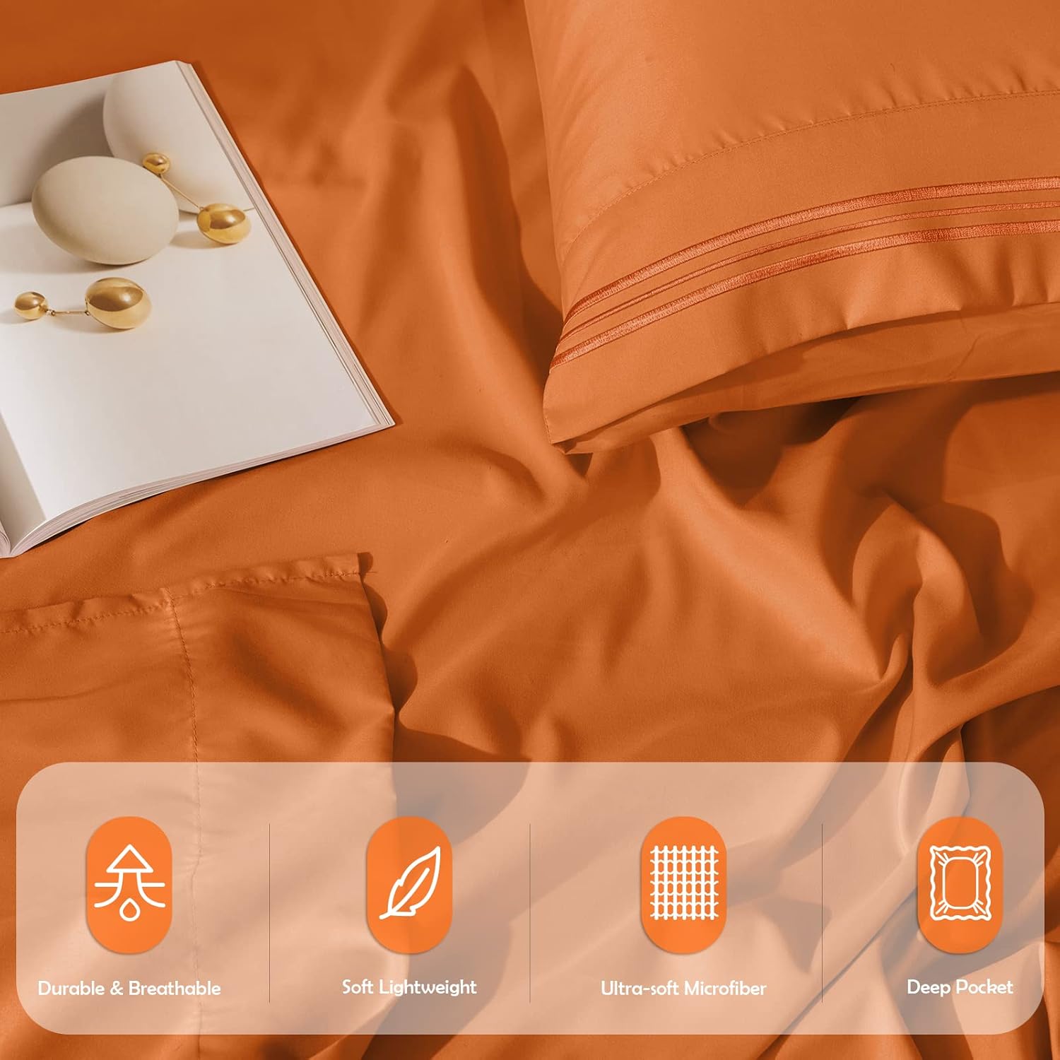 REDKEY Juego de sábanas Queen con bolsillo profundo, 4 piezas de microfibra suave y fundas de almohada, resistente a las arrugas, tamaño Queen,