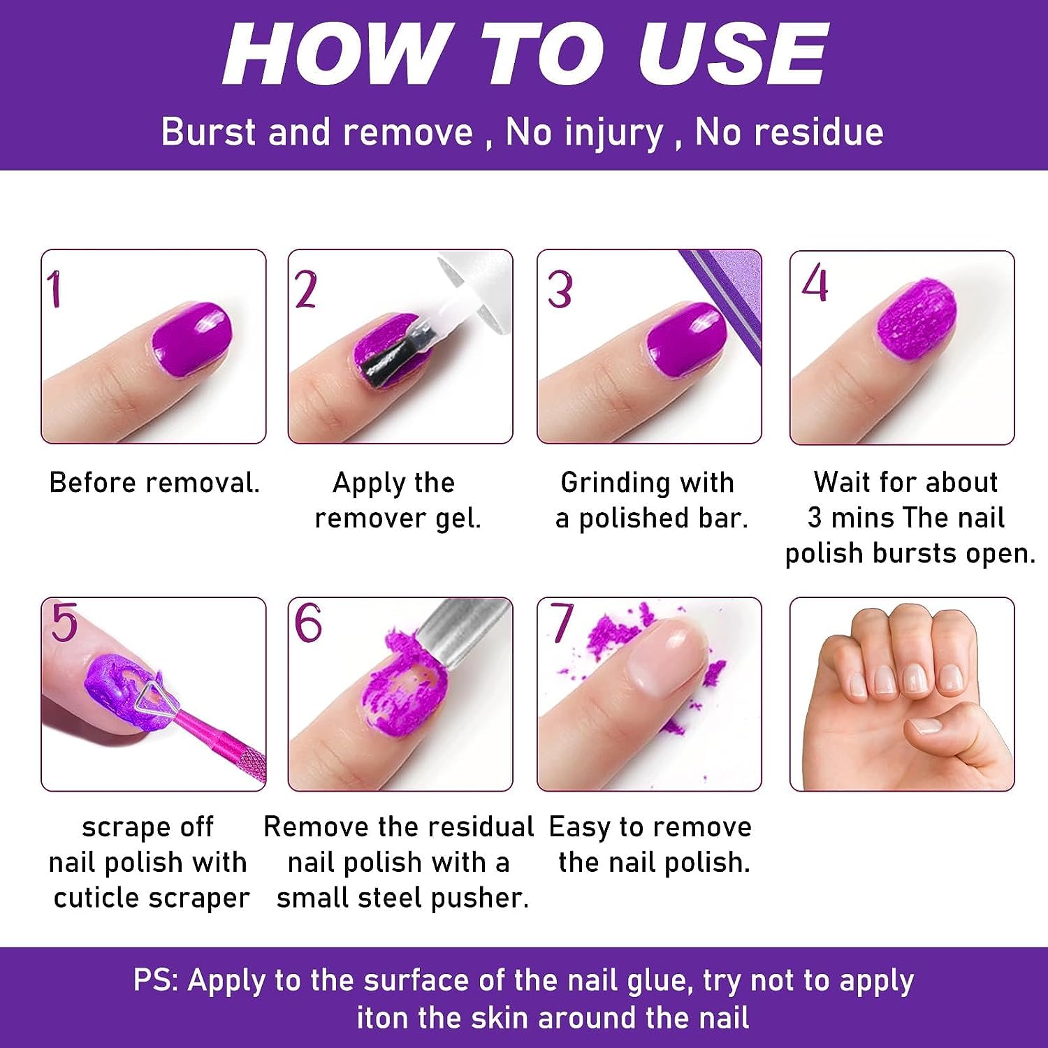 Removedor de esmalte de gel profesional para uñas, quita el esmalte de uñas de gel, removedor de uñas de gel en 2 a 3 minutos, no necesita remojo o