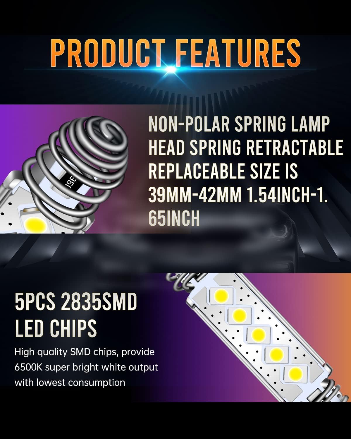LUYED Bombilla LED 578 569 211-2 212-2 de 1.535 in, 1.614 in, 1.654 in, bombilla LED interior utilizada para cochecamión, cúpula LED, mapa, puerta,