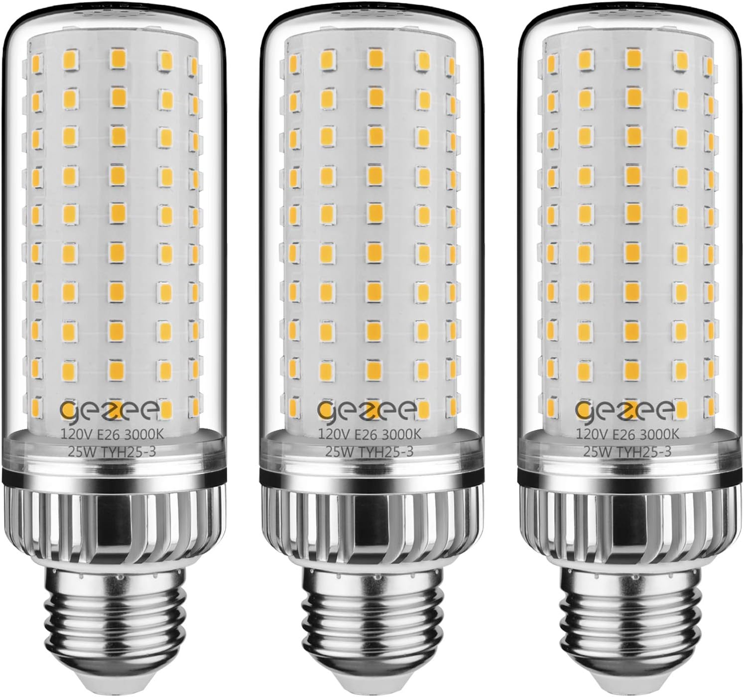 Bombilla LED de 25 W, lámpara LED con base E26, equivalente a 200 vatios, 2500 lúmenes, blanco cálido 3000 K, no regulable (paquete de 3)