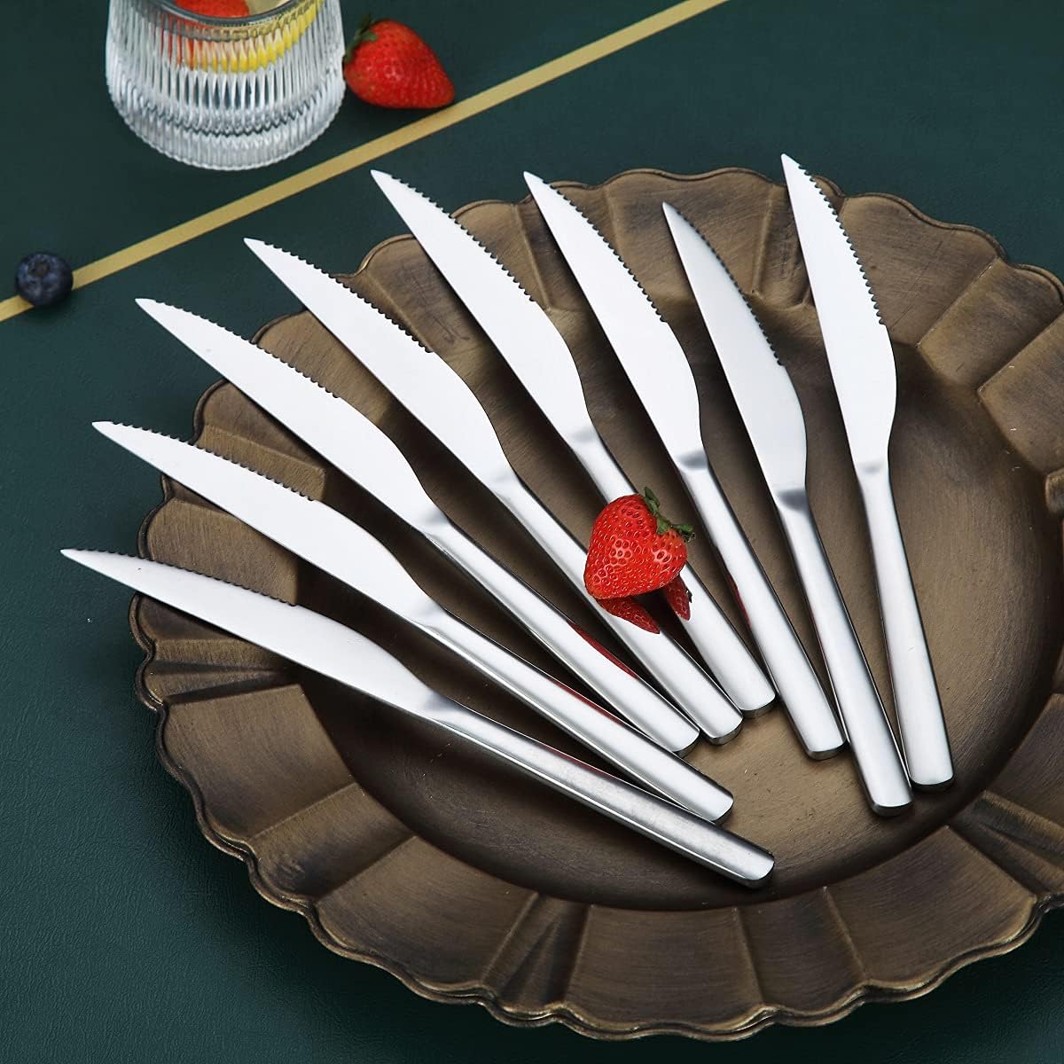 HOMQUEN Cuchillos para carne, juego de 8 cuchillos de carne de acero inoxidable de alta calidad, juegos de cuchillos de carne, cuchillos alemanes
