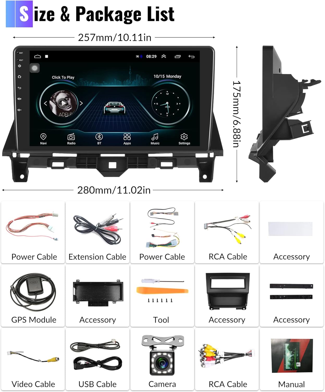 UNITOPSCI 2G 32G Android Car Stereo Radio para Honda Accord 8th 2008 2009 2010 2011 2012 2013 GPS Unidad principal de navegación WiFi 10.1 pulgadas