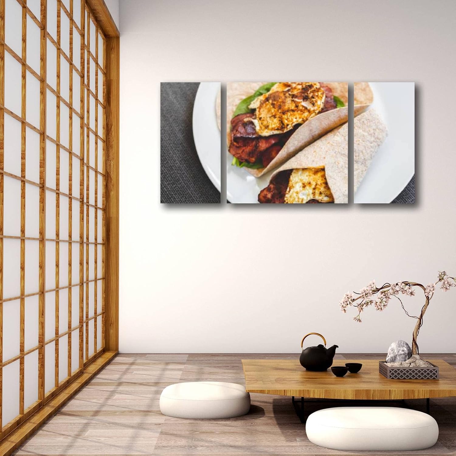 Lienzo decorativo para pared, huevo, pavo, tocino, espinacas, sándwich de desayuno rápido y saludable, variedad de alimentos, cocina y cocina,