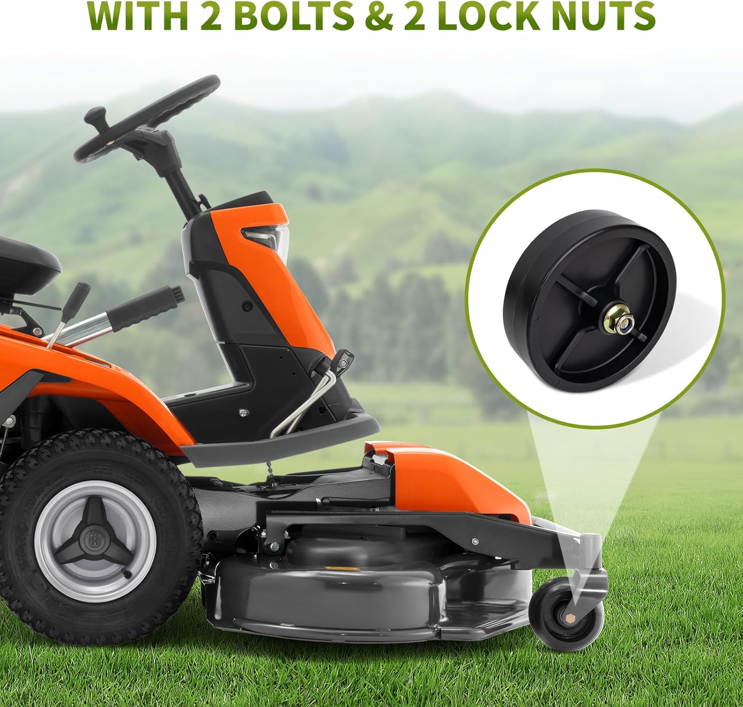Fourtry 734-0973 – Rueda de cubierta compatible con cortacésped Cub Cad et Riding Mower, paquete de 2 ruedas enrollables de cubierta trasera