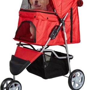 Cochecito plegable para mascotas Elite Jogger Kitten Puppy Easy Walk Dog Cat Small Animals Travel Carrier con rueda delantera giratoria 360 rojo Cochecito plegable para mascotas Elite Jogger Kitten Puppy Easy Walk Dog Cat Small Animals Travel Carrier con rueda delantera giratoria 360 rojo