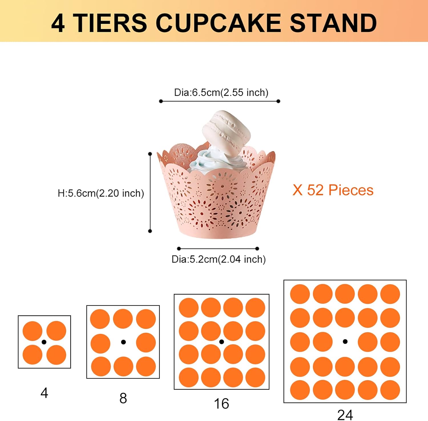 Soporte para cupcakes, soporte cuadrado de acrílico de 4 niveles, torre transparente de pastelería de postres para bodas, cumpleaños, fiestas