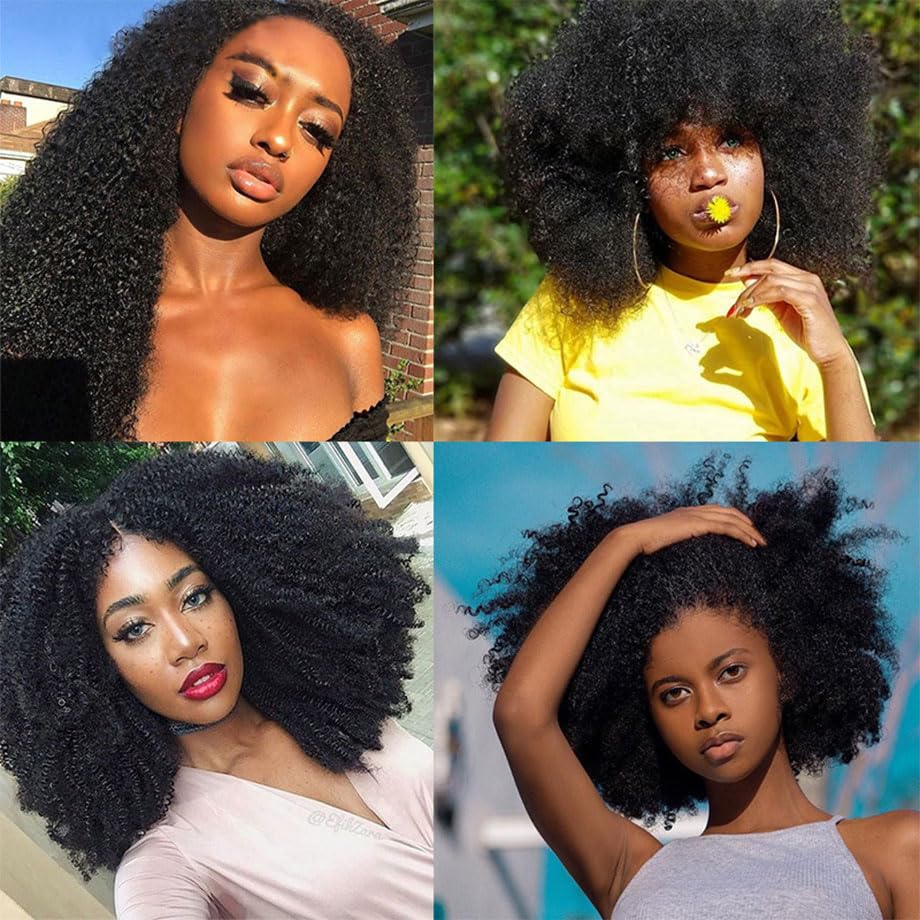 Extensiones de cabello humano rizado afro mongol de 10, 12, 14 pulgadas, 4B 4C, afro a granel, cabello humano virgen sin procesar para mujeres,