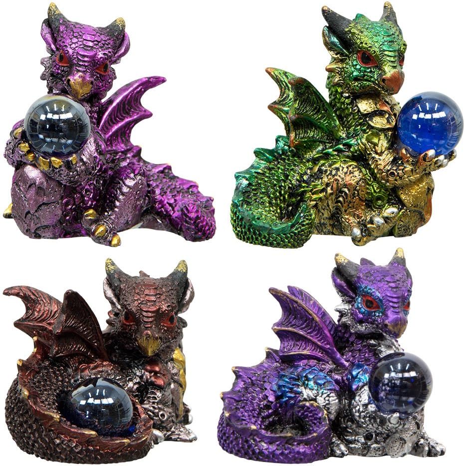 Kheops Dragones bebé con orbe (juego de 4)