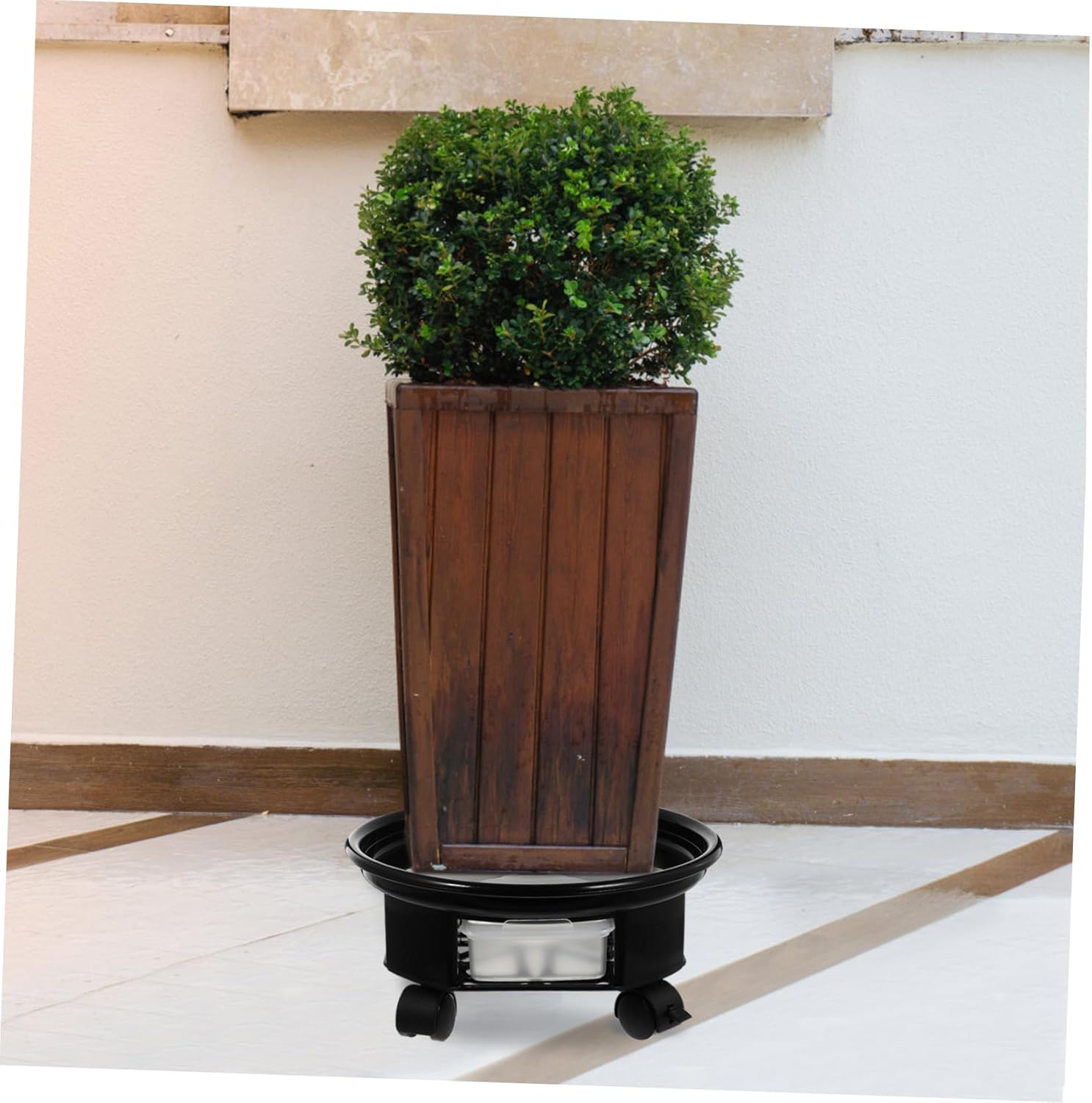 YARNOW 2 bandejas para macetas para plantas, macetas para plantas al aire libre, carros con ruedas, soporte para macetas resistente, estante rodante