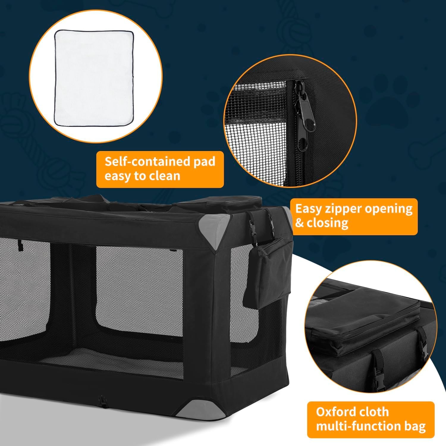 BLKMTY Jaula plegable para perros de 36 pulgadas, jaula portátil para mascotas, jaula de tela Oxford plegable para perros pequeños, jaula de viaje