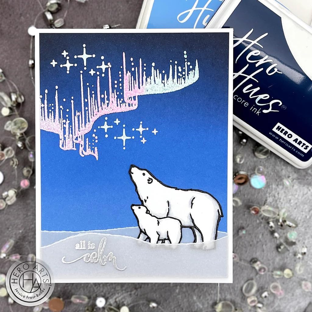 Hero Arts CM718 Northern Lights – Juego de sellos transparentes de osos polares