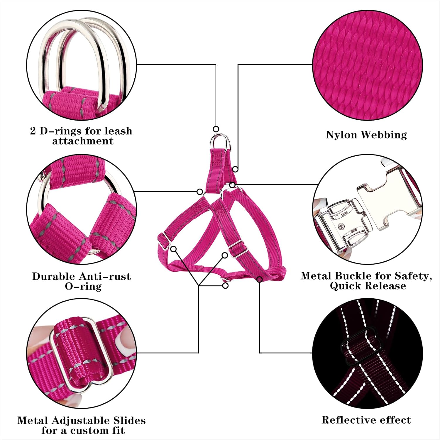 Plutus Pet Step in Arnés para perro, reflectante, ajustable y seguro con hebillas de metal, arnés para perro de fácil paseo para cachorros, perros