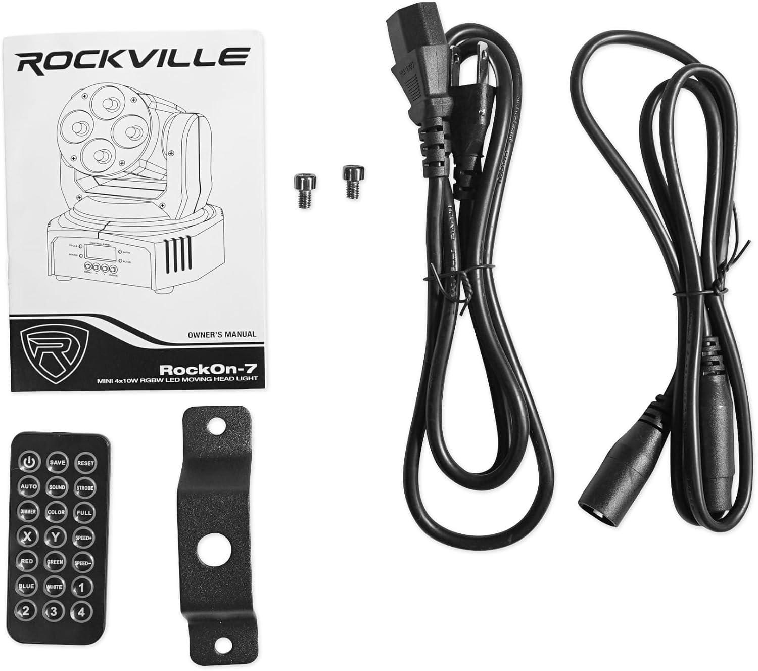 (2) Rockville RockOn-7 40w RGBW Cabezal móvil DMX Spot Beam Stage Club Light+Remote