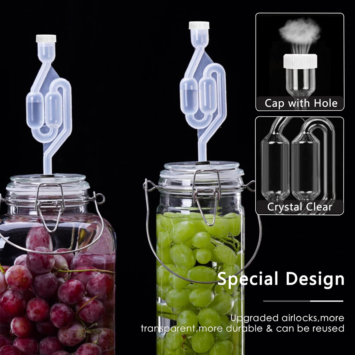 Esclusas para fermentación Paquete de 6, esclusa de fermentación, esclusa de aire de burbujas para fermentaiton, frasco, carboy, bung, nueva