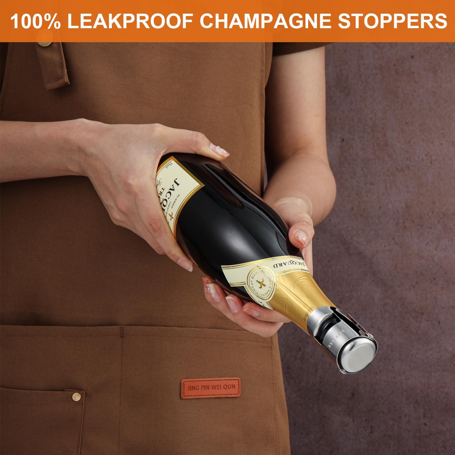 STEETURE 2 tapones de champán de acero inoxidable, tapón de vino espumoso, tapón de silicona de grado alimenticio, sellador de botellas a prueba de