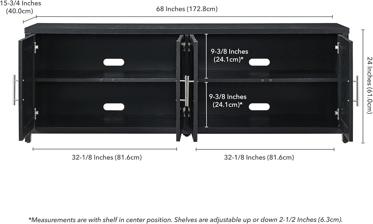 Henn&Hart Strahm – Soporte para TV, 68 pulgadas de ancho, color negro