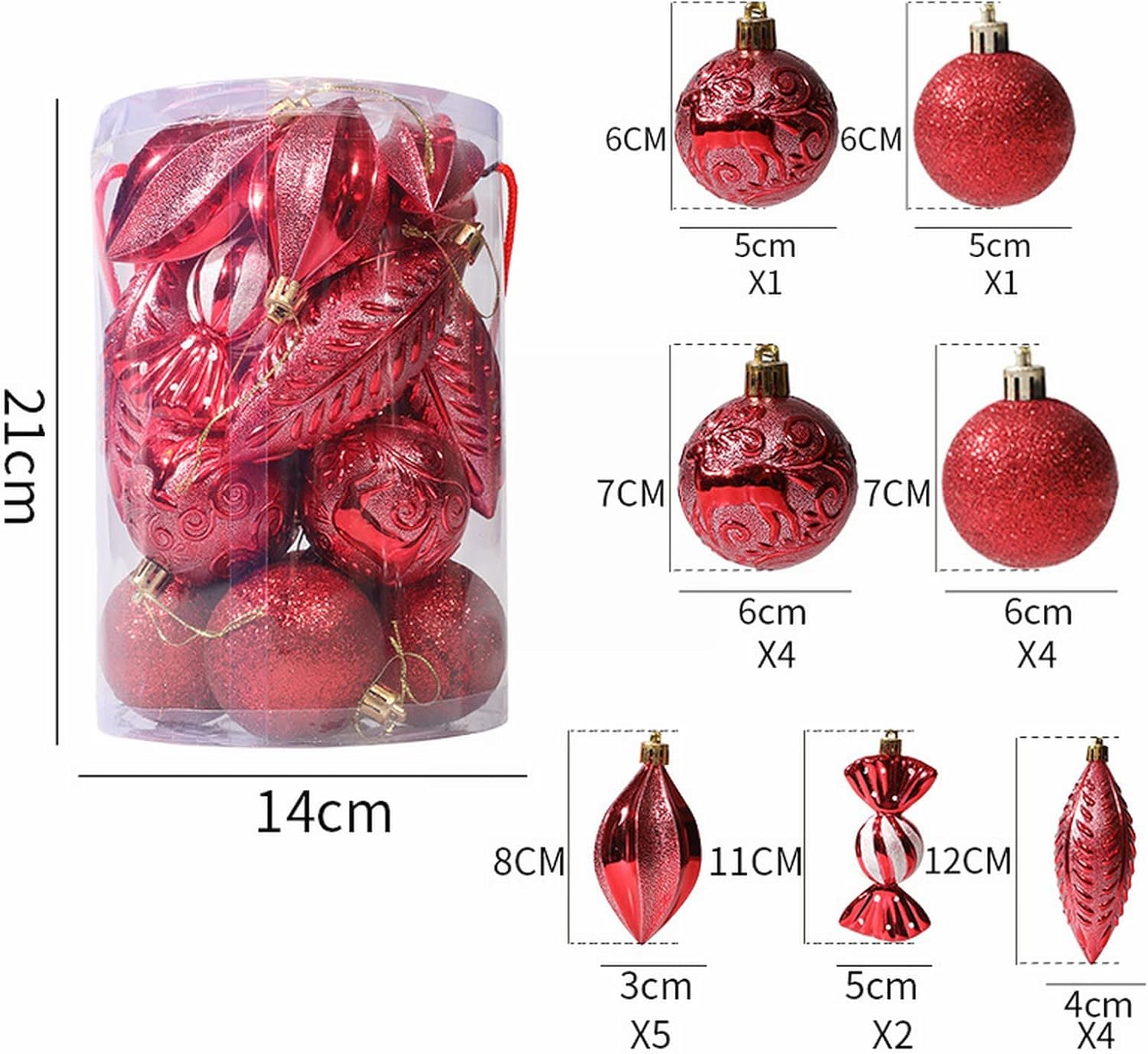 21 esferas decorativas para árbol de Navidad, adornos para colgar en el árbol de Navidad, adornos de árbol de Navidad, bolas de Navidad