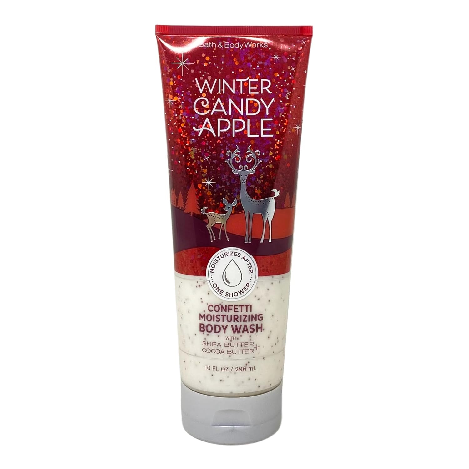 Bath & Body Works Juego de 2 gel de baño hidratante de confeti con una esponja de ducha, manzana de caramelo de invierno y menta torcida.