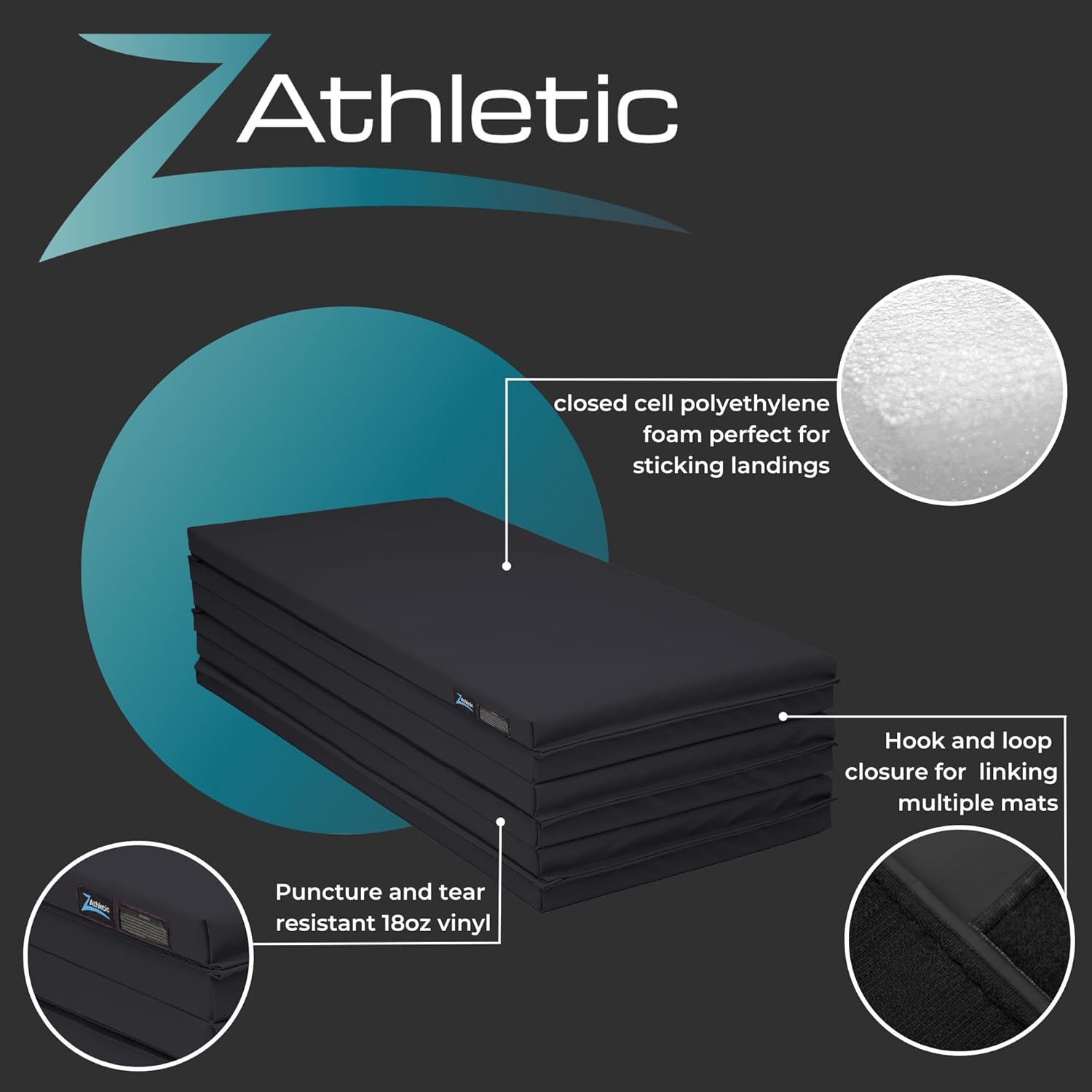 Z Athletic Paneles plegables para gimnasia, artes marciales, pulir (4 x 12 x 2 pulgadas)