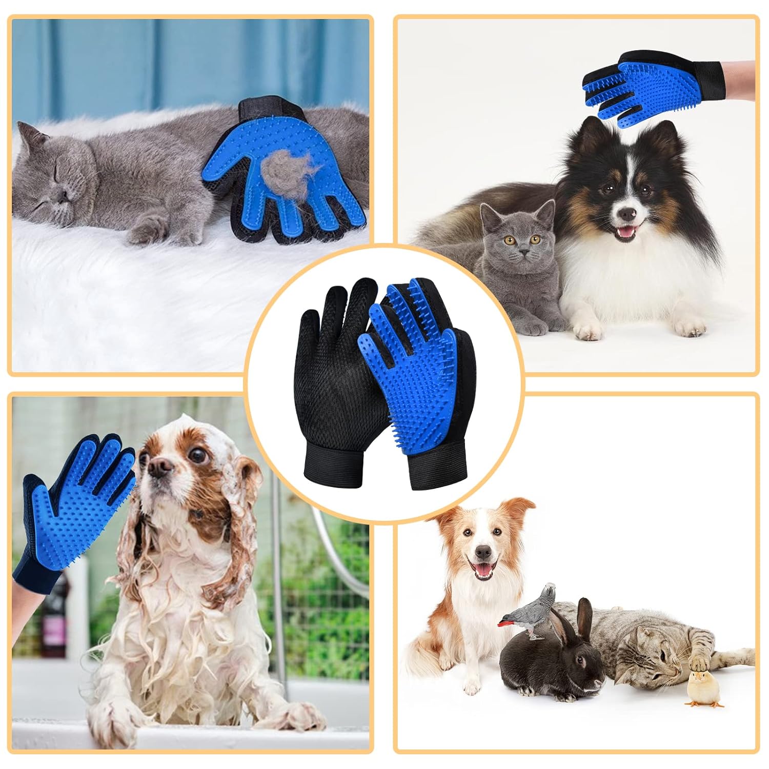 LIONROGE Cepillo de guante de aseo para gatos, cepillo para mascotas autolimpiante para mascotas de pelo corto y largo, cepillo de baño para perros