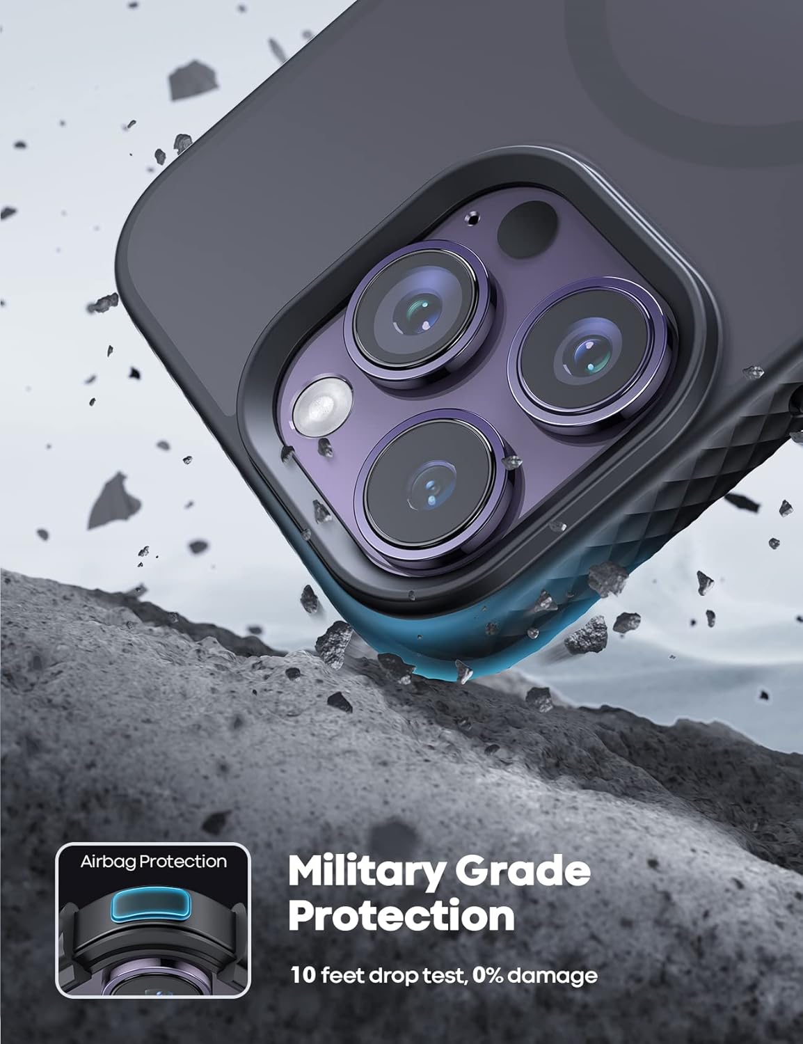 Lamicall Funda magnética para iPhone 14 Pro, funda magnética, compatible con Magsafe, borde antideslizante bolsa de aire de grado militar a prueba