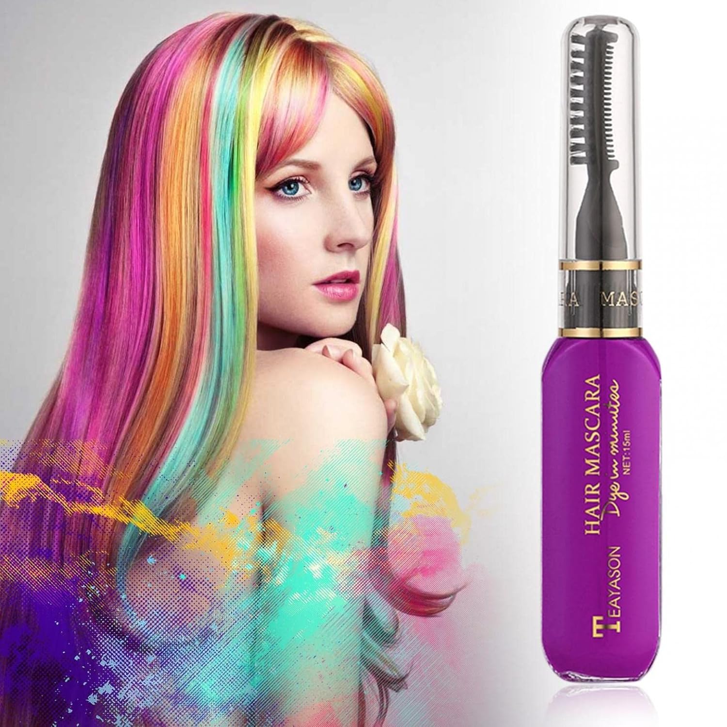 Juego de peines de tiza temporal para el cabello, máscara de tiza lavable para niñas y niños para Navidad, fiesta de cumpleaños, cosplay