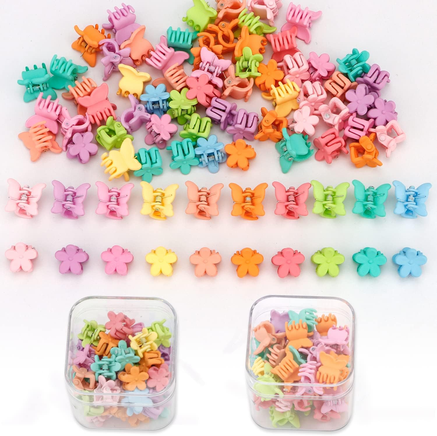 CHANACO 80 pinzas de mariposa para el cabello, pinzas para el cabello con diseño de flores, pinzas de mariposa para el cabello, pinzas pequeñas para