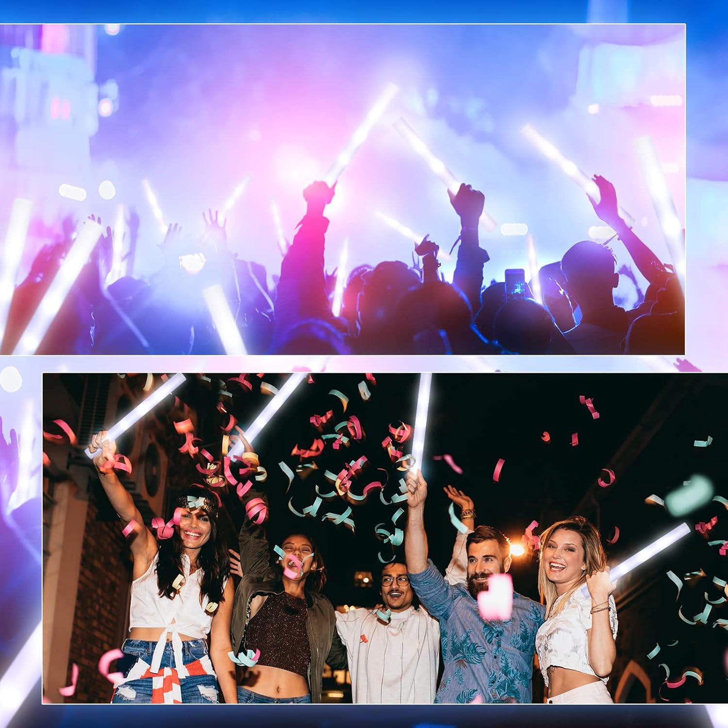 Yinder 120 barras luminosas LED, bastones de luz de 18.9 pulgadas con 3 modos de luz intermitente para luces de escenario de conciertos, bodas,