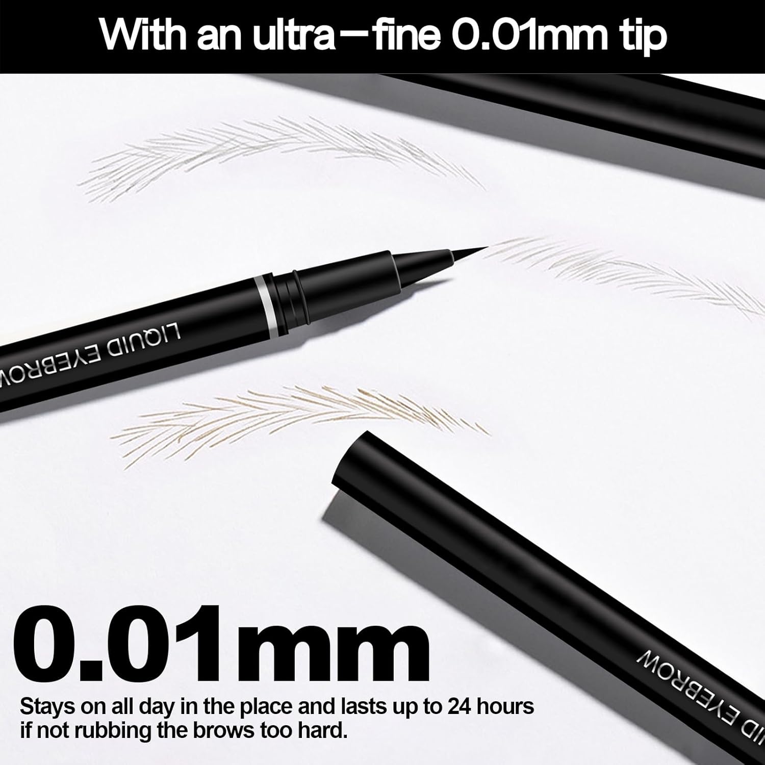 2 unids Ultrafino Impermeable Delineador de ojos Líquido Lápiz de Cejas Larga Duración a prueba de manchas de secado rápido Delineador de ojos 2 en