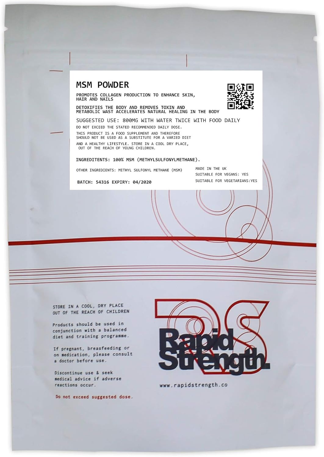 Polvo puro MSM 3.53 oz – METILSULFONILMETANO – Articulación de alivio