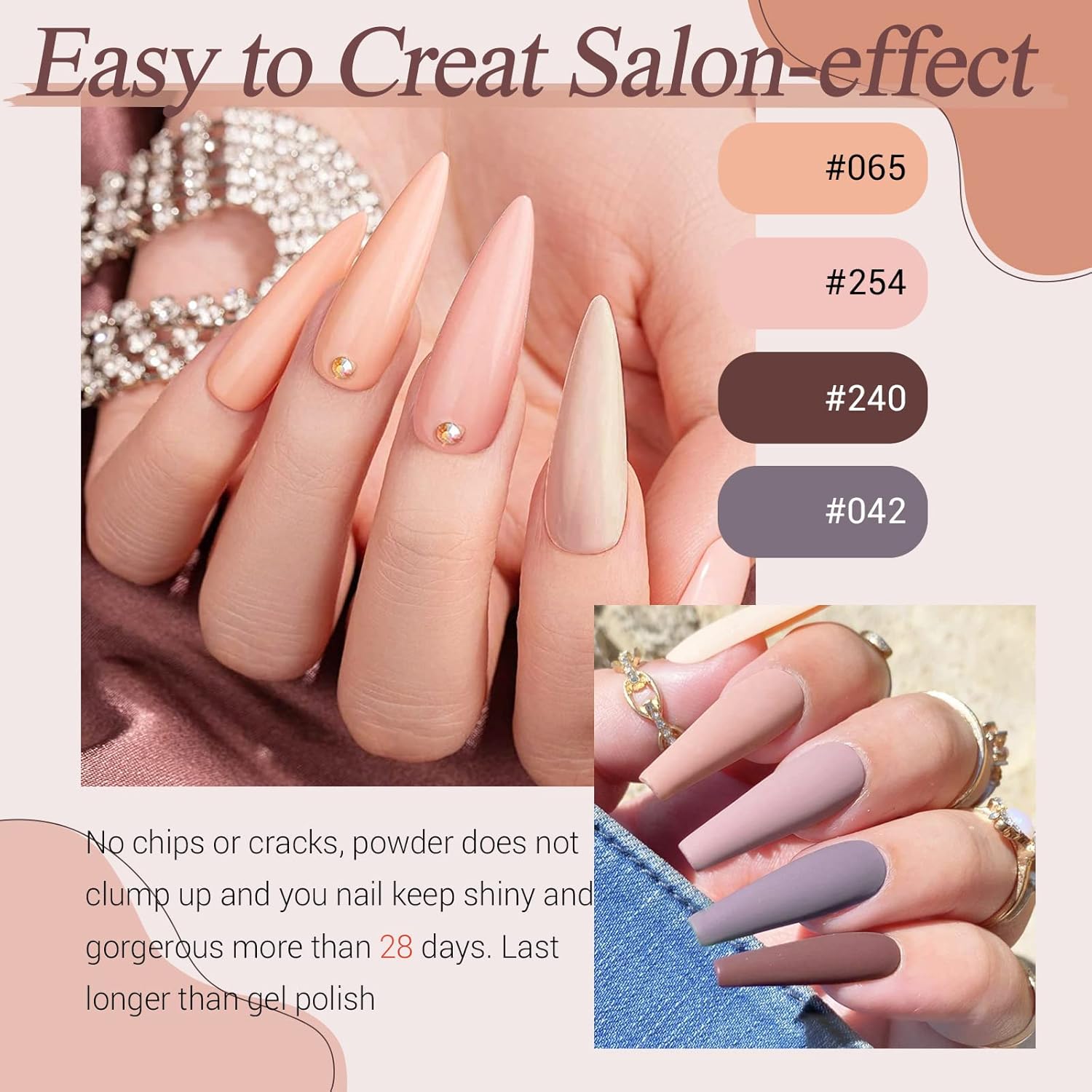 AZUREBEAUTY – Kit de iniciación de polvo de inmersión para uñas, 8colores, tonos de piel marrón natural, rosa neutro, profesional, bandeja con