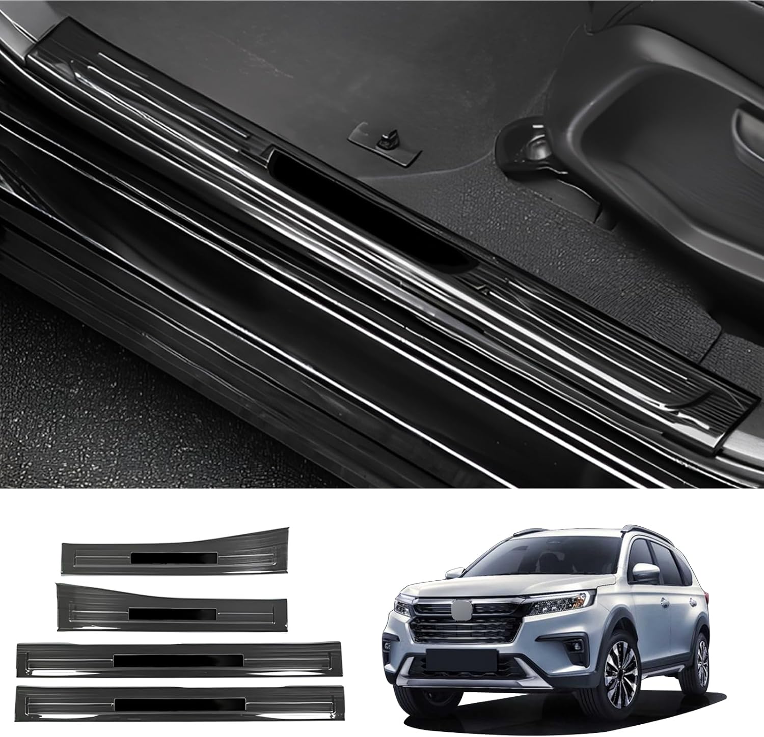 AOMSAZTO 4 piezas de protección para umbral de puerta para Honda CR-V CRV 2023 2024, accesorios de acero inoxidable para decoración de placa de