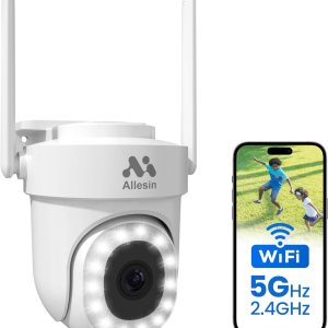 Allesin Cámara de seguridad de 4MP para exteriores, cámaras de visión panorámica de 360 para seguridad en el hogar con 14 LED Spotlight visión Allesin Cámara de seguridad de 4MP para exteriores, cámaras de visión panorámica de 360 para seguridad en el hogar con 14 LED Spotlight visión