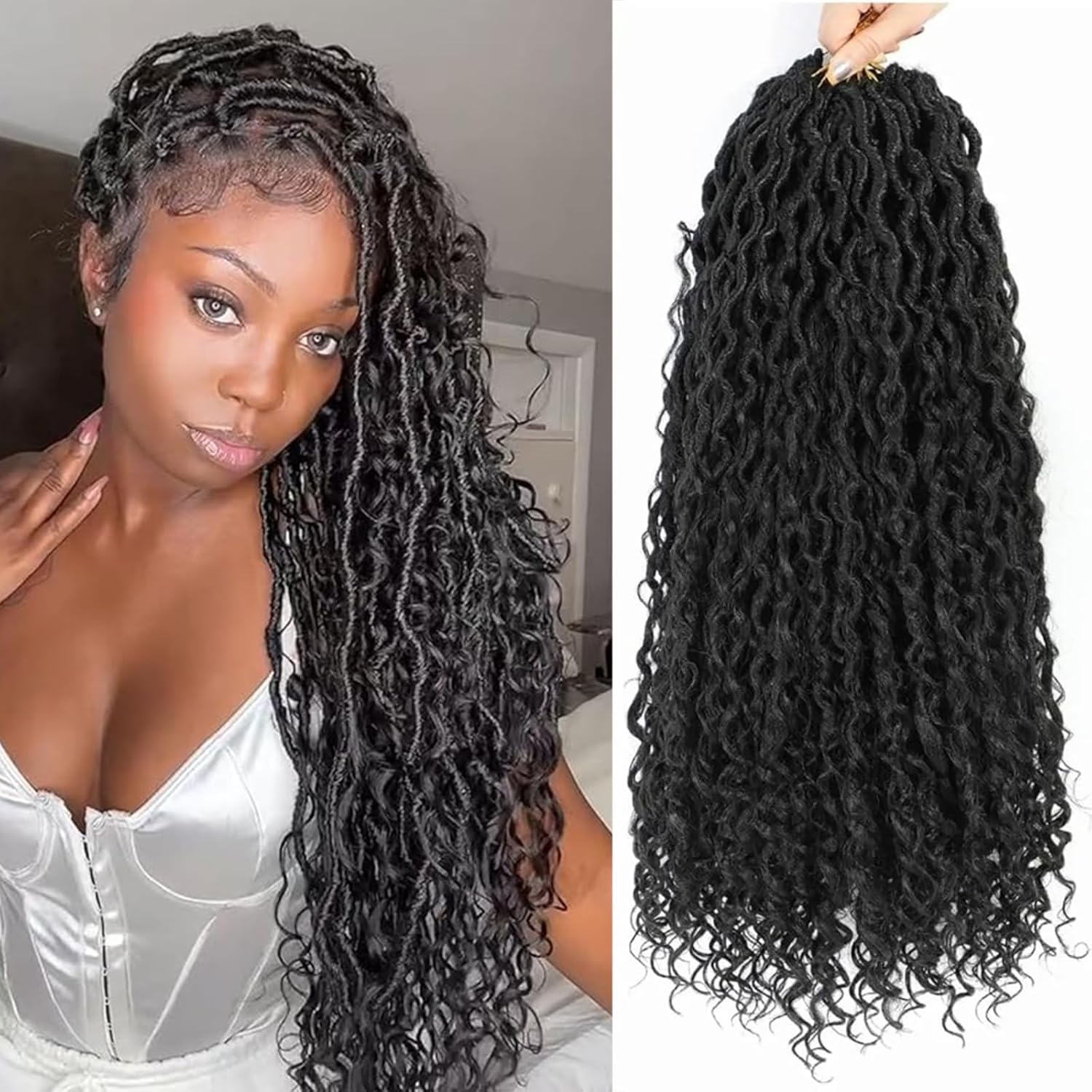 Goddess – Rastas de pelo sintético de ganchillo de 18 pulgadas, 8 paquetes de rastas sintéticas de ganchillo para mujeres negras, cabello de