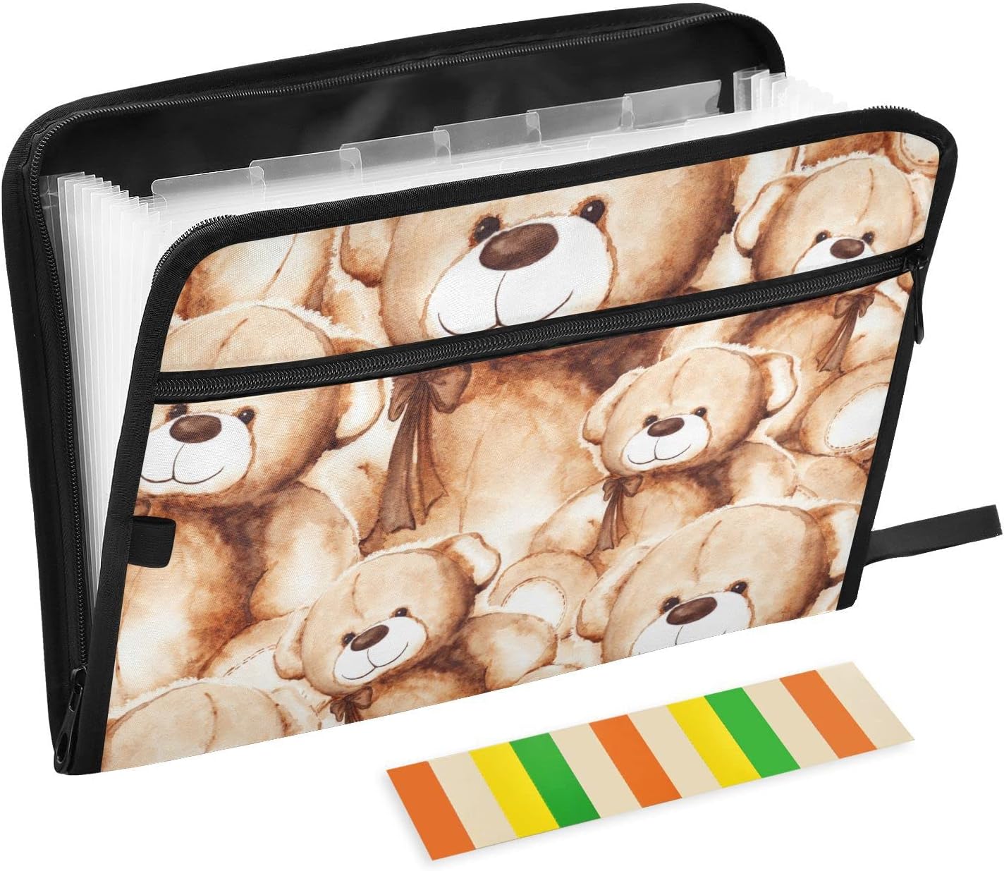 Bonito organizador de archivos de acordeón de oso de peluche, organizador de documentos portátil para recibos, carpetas de archivos con bolsillos,