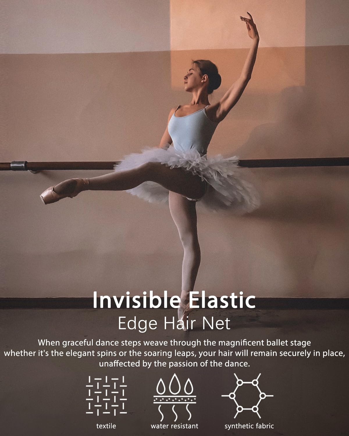 Smilco Red para el pelo de 50 piezas y 50 horquillas en forma de U, 20 pulgadas, red elástica invisible para servicio de alimentos, moño de ballet,