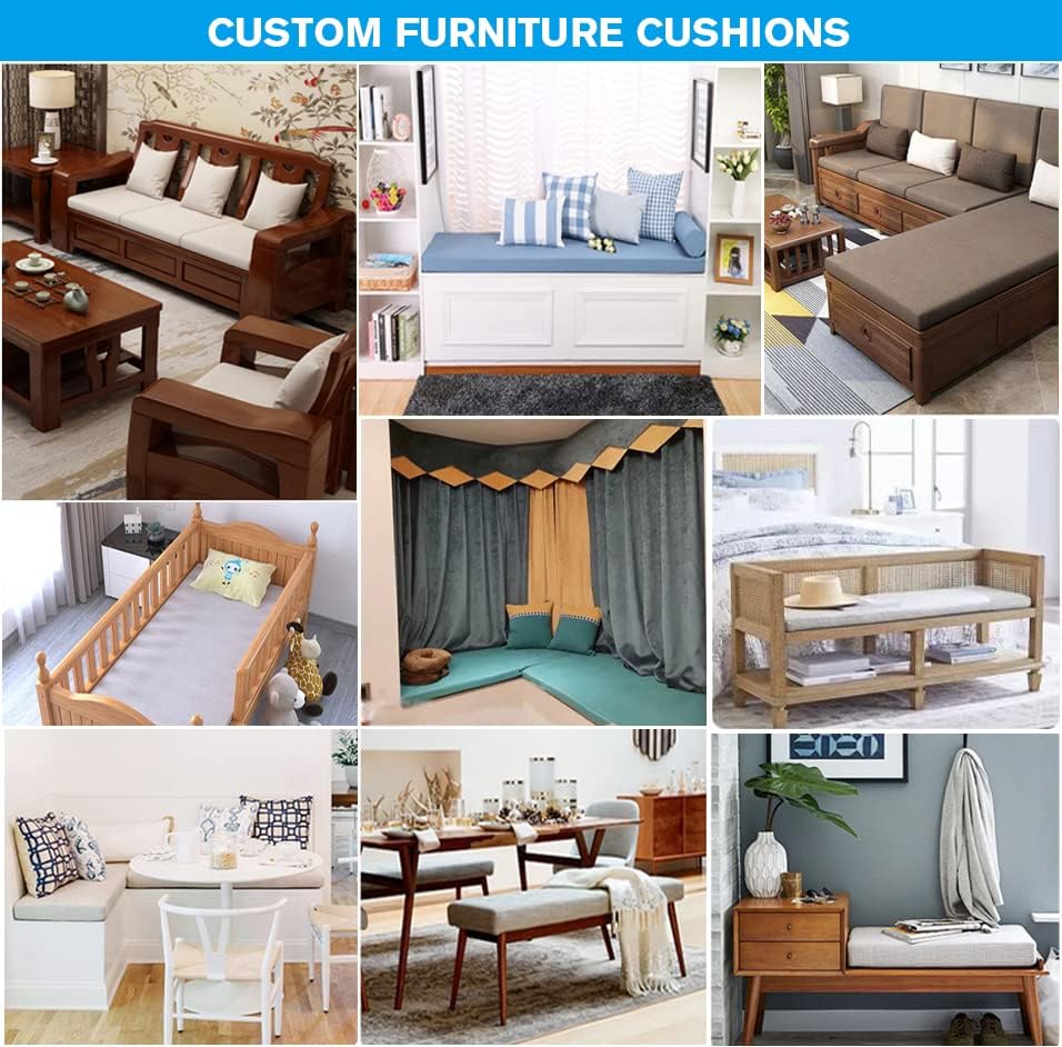 JBlWSGT Cojín de tamaño personalizado para banco, cojín de asiento de muebles de patio interior, cojines de banco personalizados, almohadilla