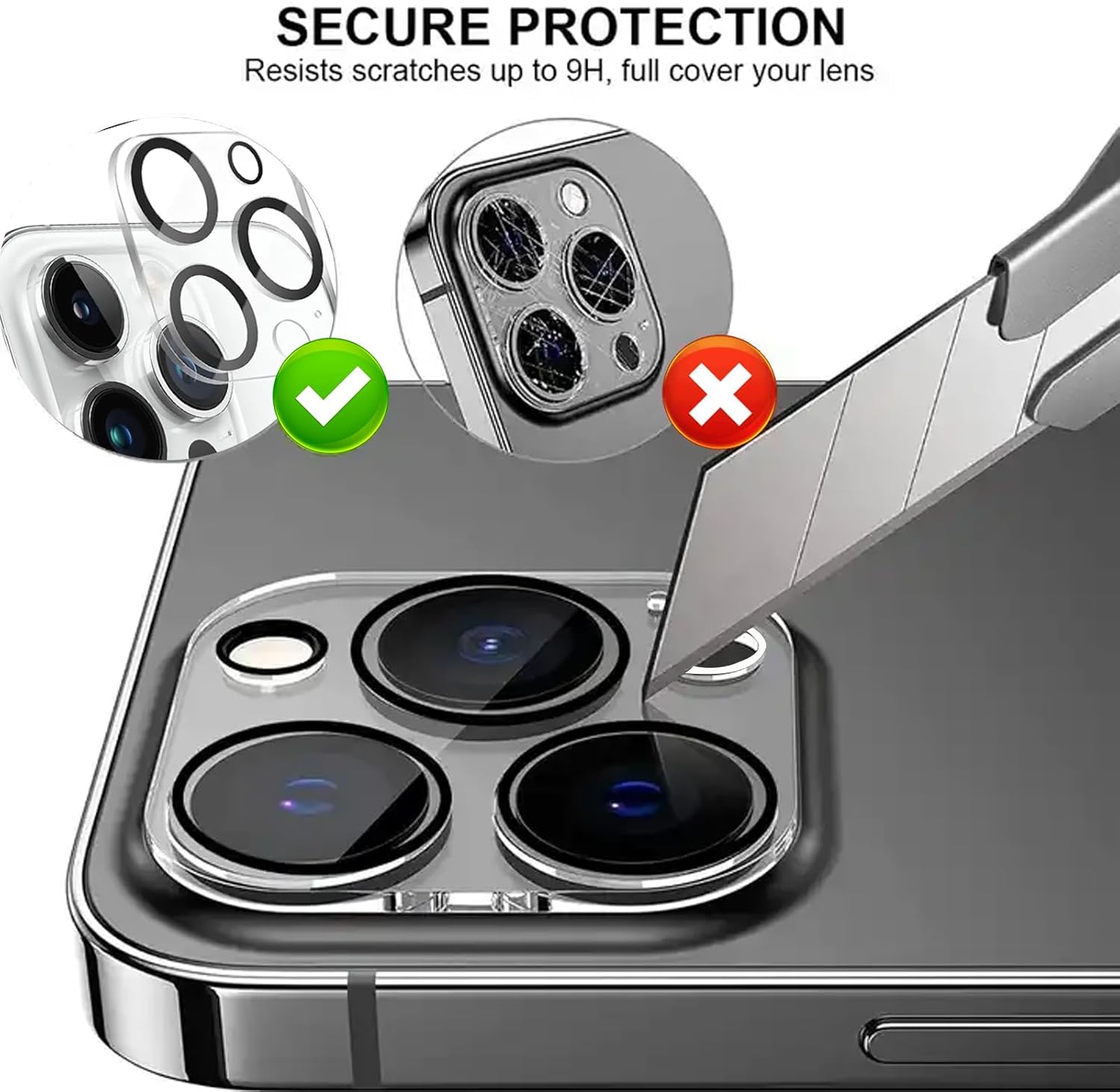 Paquete de 3 protectores de lente de cámara compatibles con iPhone 15 Pro MaxiPhone 15 Pro, protector de pantalla de vidrio templado compatible con