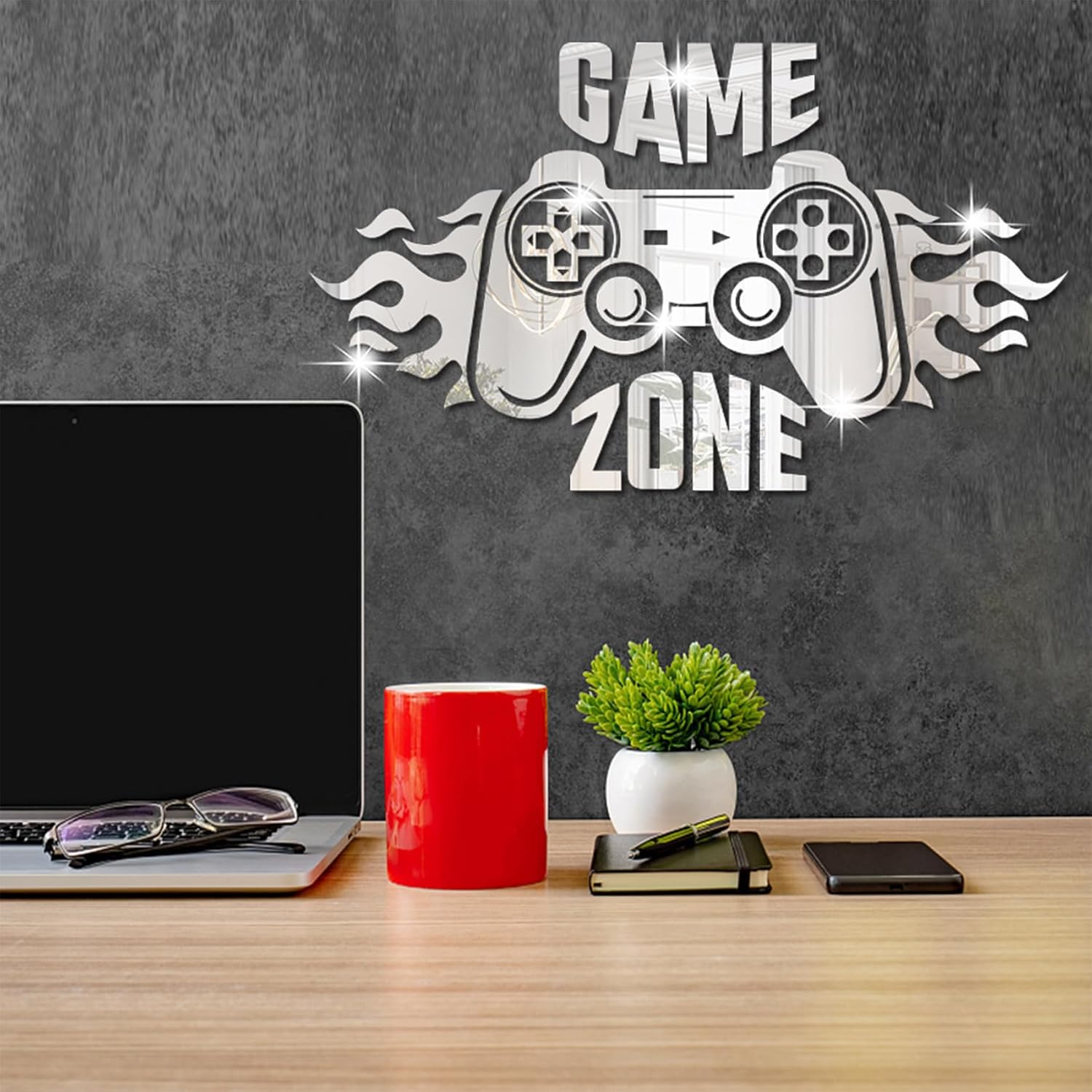 Calcomanías de pared de espejo de juego, letrero de zona de juegos, decoración de habitación de jugadores, decoración de sala de jugadores,