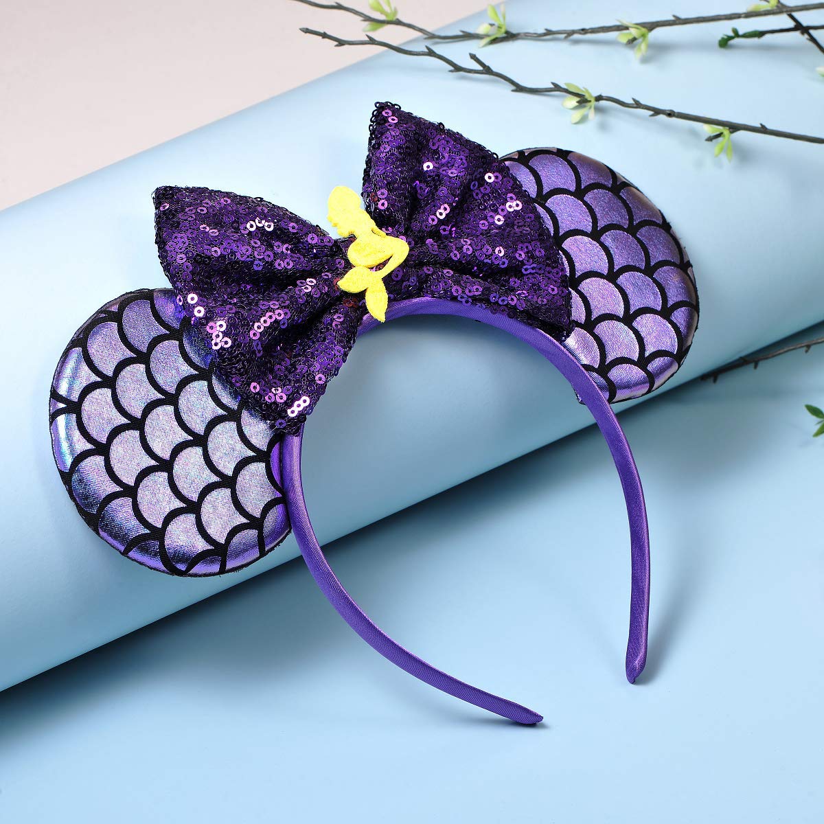 FANYITY – Orejas de ratón, diadema con orejas de ratón y lentejuelas para niños, niñas y mujeres, disfraz de princesa, Cosplay, decoración para