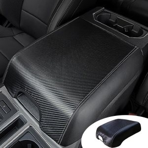 Pincuttee Funda de consola central para Ford F150 F250 F350 F450 15-21, funda de cuero de fibra de carbono, cubierta protectora de caja de consola Pincuttee Funda de consola central para Ford F150 F250 F350 F450 15-21, funda de cuero de fibra de carbono, cubierta protectora de caja de consola